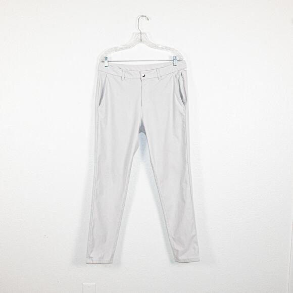 Lululemon Men's 34 ABC Slim fit Trouser Pants Warpstreme in Light Grey - Picture 1 of 11